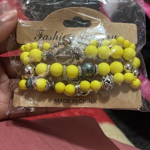 Yellow Beaded Bracelet Set